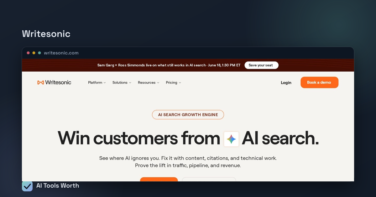 Writesonic website screenshot